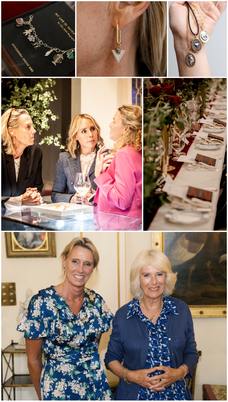 women talking, table scape, charm bracelet, Annoushka Ducas and Queen Camilla 