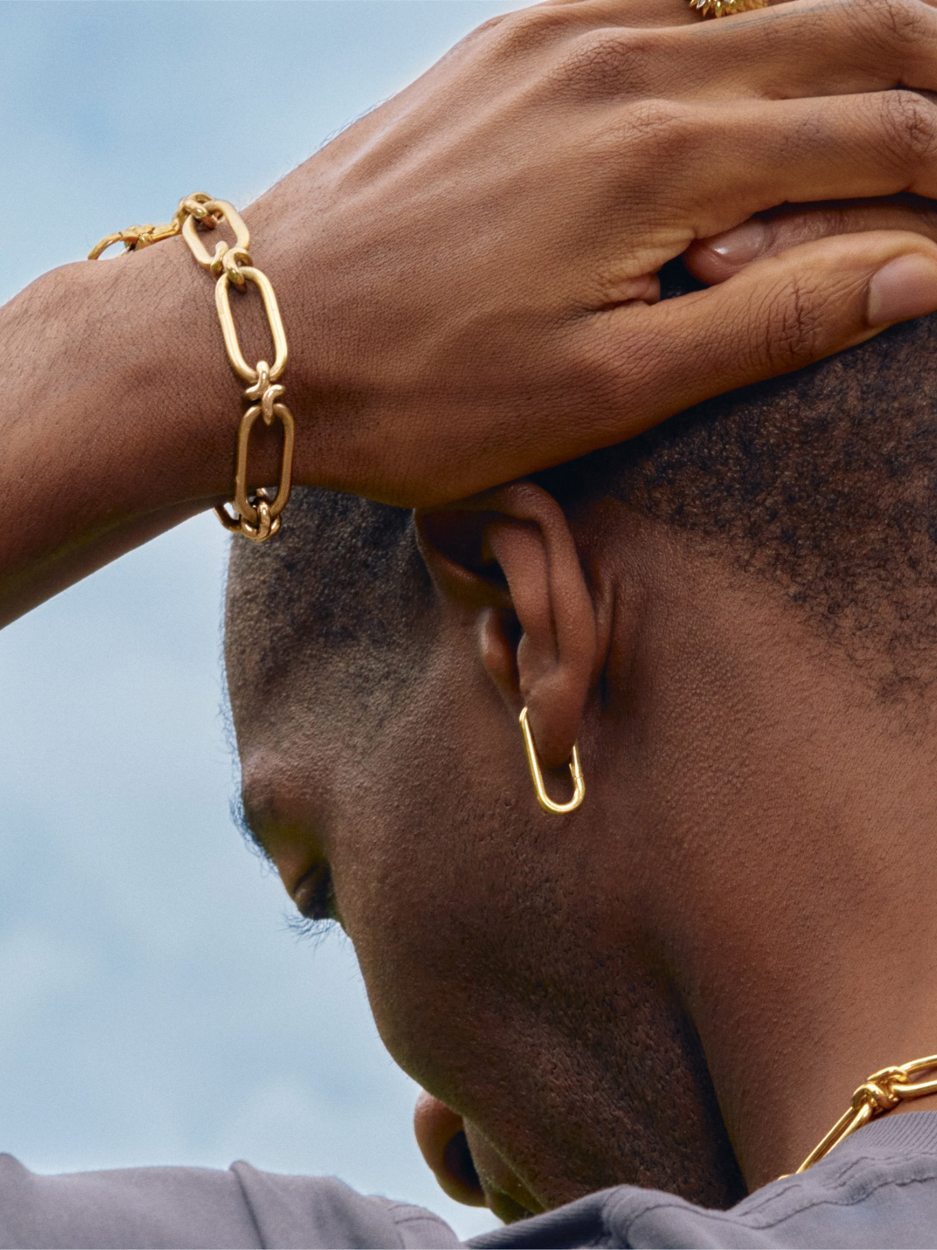 gold earring and bracelet 